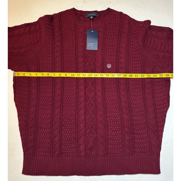 Crown & Ivy Sweater Men's Size XXL Red Wine Cable Knit Casual Layer Long Sleeve - Picture 3 of 7